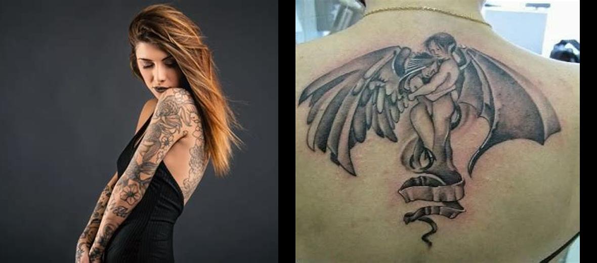 Tatouage Mi Ange Mi Demon Femme